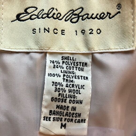 Eddie Bauer down Coat Cream Medium full zip,  2 front zip pockets - Picture 2 of 10